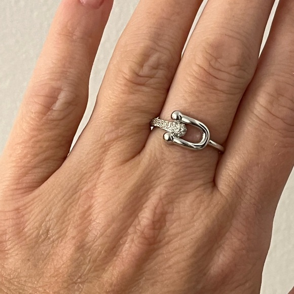 New 925 Solid Sterling Silver Belt Buckle Cubic Zirconia Dainty Ring Size 8 - Picture 5 of 6